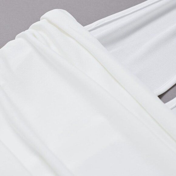 Chicwish - Halter Neck Ruched Asymmetric Maxi Dress - White - Small - Picture 6 of 13